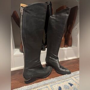 Alexander Wang Sigrid Vero Cuoio sole Black Knee-High Leather Notch Boots